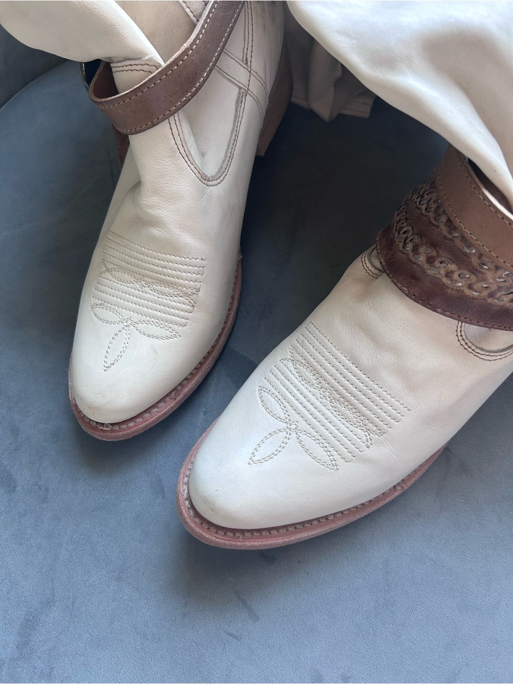 Freebird by Steven Rodondo Leather Tall Boots - White - Size 10